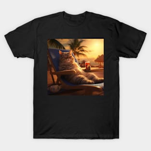 Vacation Vibes - Chilled Cat at Sunset T-Shirt